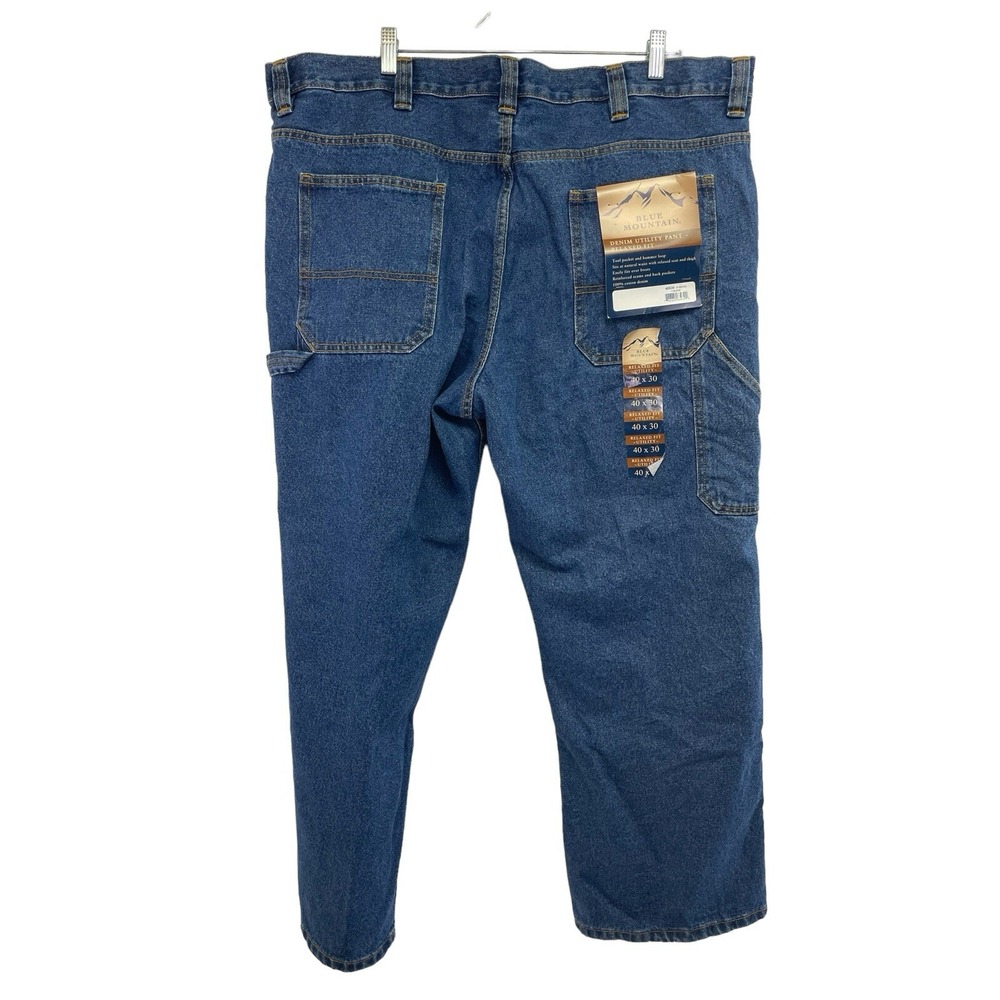 Blue‎ Mountain Jeans Carpenter Sz 40x30 Reinforced Relaxed Fit BlueJeans (HH30)